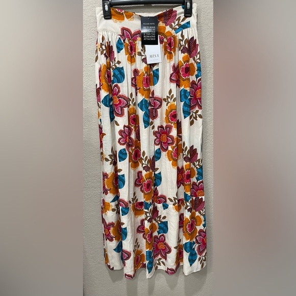 MISA Los Angeles Alina Top Limor Maxi Skirt Floral Linen Blend Sz S NWT - Picture 6 of 10